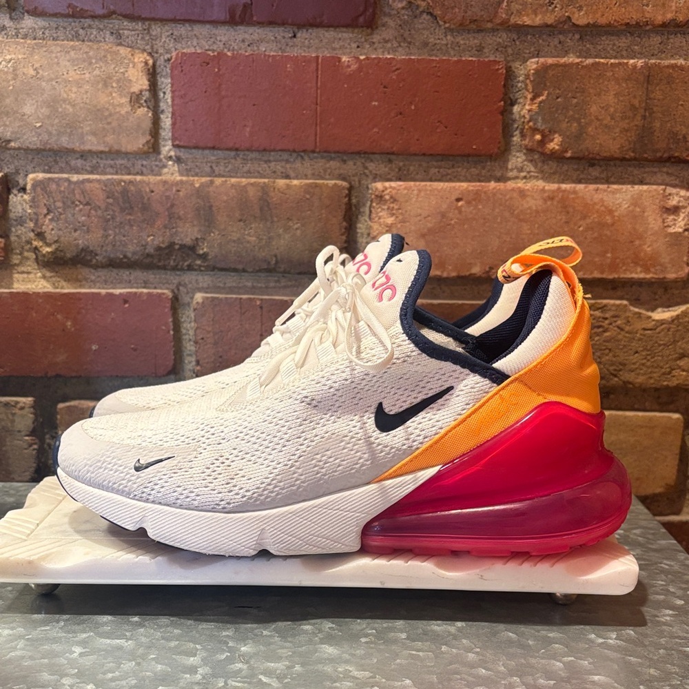 Nike Air 270 White and Orange Sneakers with Pink Accents